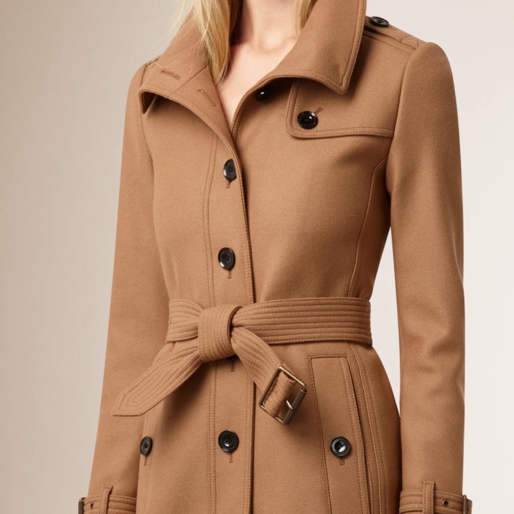 Burberry Brit Wool Blend Single Brest Stand Collar Coat